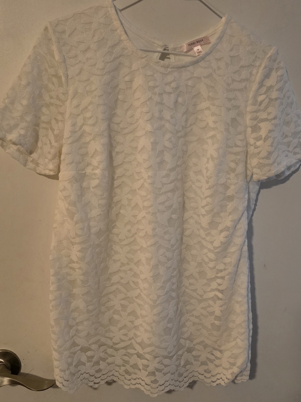 Teddi Rose White Lace Short Sleeve Blouse